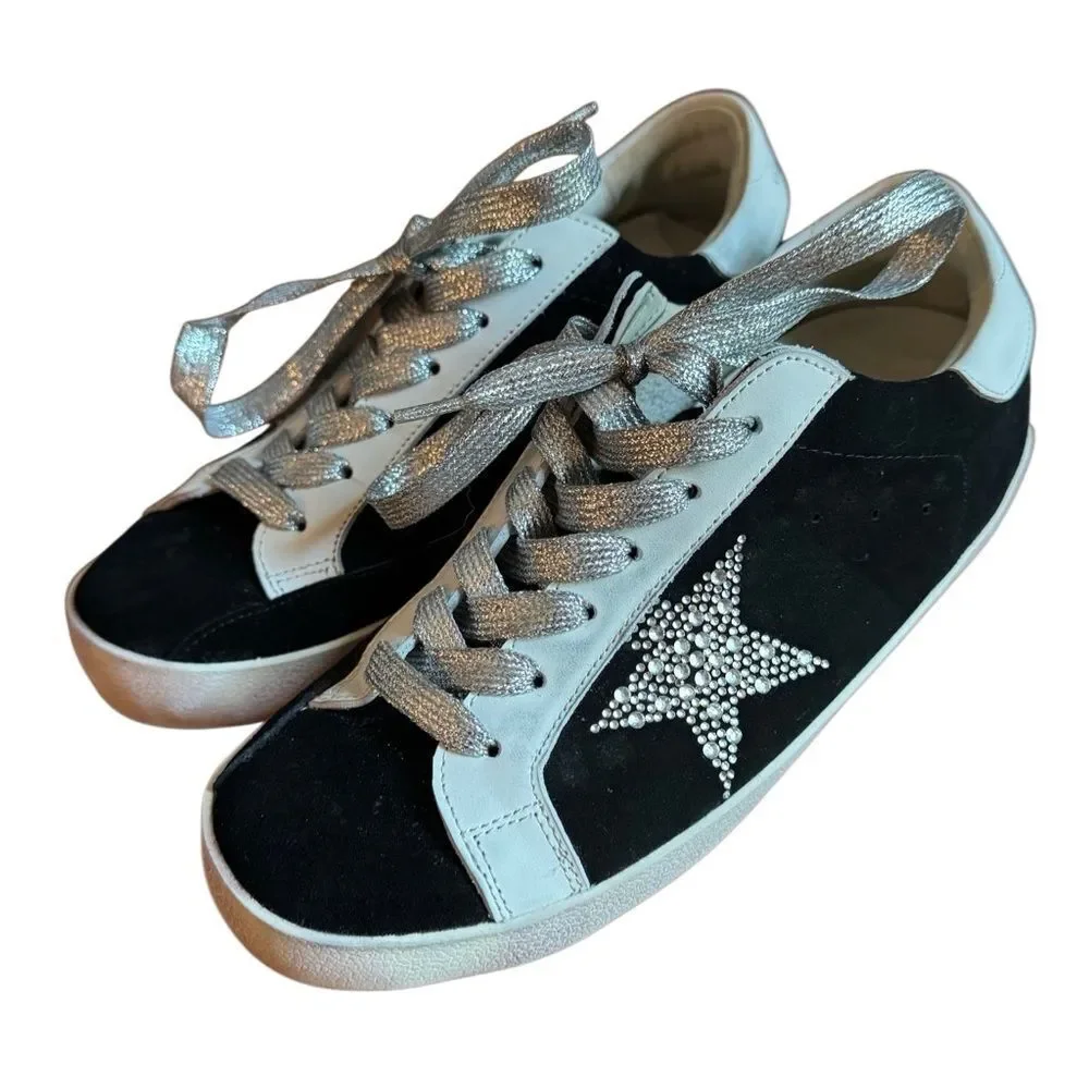 Golden Goose Women's Super Star Suede Silver Sparkle Sneakers + Bags Size 39 - Picture 2 of 14